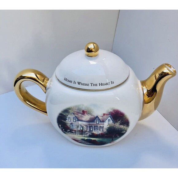 Thomas Kinkade Home Is Where The Heart Is II Decorative Tea Pot Teleflora Gift - Picture 3 of 10